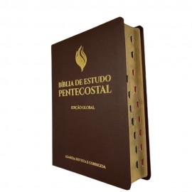 B�blia Pentecostal Grande  Vinho luxo Edi��o Global Com Indice