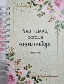 Agenda Permanente Espiral M�dia Eu Sou contigo Floral Bege