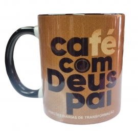 Caneca 340ml Estampado Caf� Com Deus Pai Preto