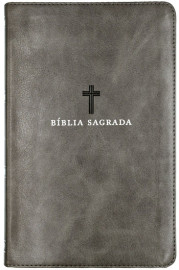 B�blia ACF, Couro Soft, Cinza, Letra Grande, Leitura Perfeita