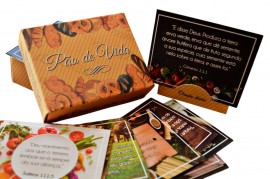 Caixinha de Cart�es de Mensagens de Vida Diaria Para Mesa P�o de VIda biscoitos 