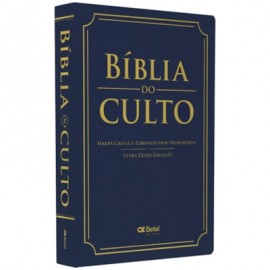 Biblia Do Culto Luxo Azul Letra Extra Gigante com Harpa Com Indice
