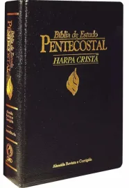 B�blia de Estudo Pentecostal Media Com  Harpa Preta Luxo