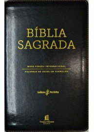 Biblia NVI Preta Luxo Palavras de Jesus em vermelho Leitura Perfeita Com Indicce