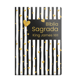 B�blia King James 1611 - Semi Luxo Cora��o Listrado Fora de linha