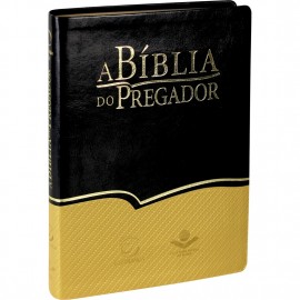 Biblia Do Pregador Grande Ra Preto Dourado Bicolor 