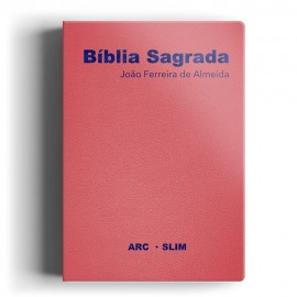 B�blia Sagrada ARC Slim M�dia Luxo Rosa Borda Florida
