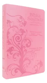 Bblia Letras Extra Gigante Texto Colorido Palavras De Consolo Em Azul Profecia Em Verde  Com Harpa 774 - Rosa