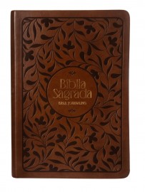 B�blia NVI Bible Journaling, courosoft marrom baixo relevo, espa�o para anota��es, Leitura Perfeita