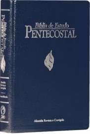 Biblia Pentecostal Media Azul luxo