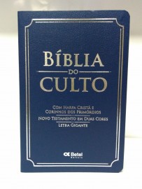 Bblia do Culto Letra Gigante com Harpa Media azul