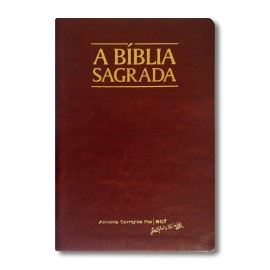 B�blia Acf Letra Super leg�vel Com Refer�ncias Capa Pu Luxo Mogno