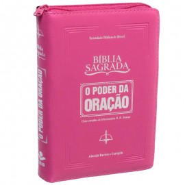 Bblia O Poder da Orao ARC Letra Normal Capa com Ziper Pink