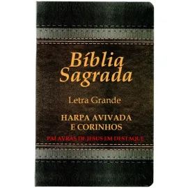 Biblia Letra Gigante A.R.C Luxo Laminada Com Harpa Marrom